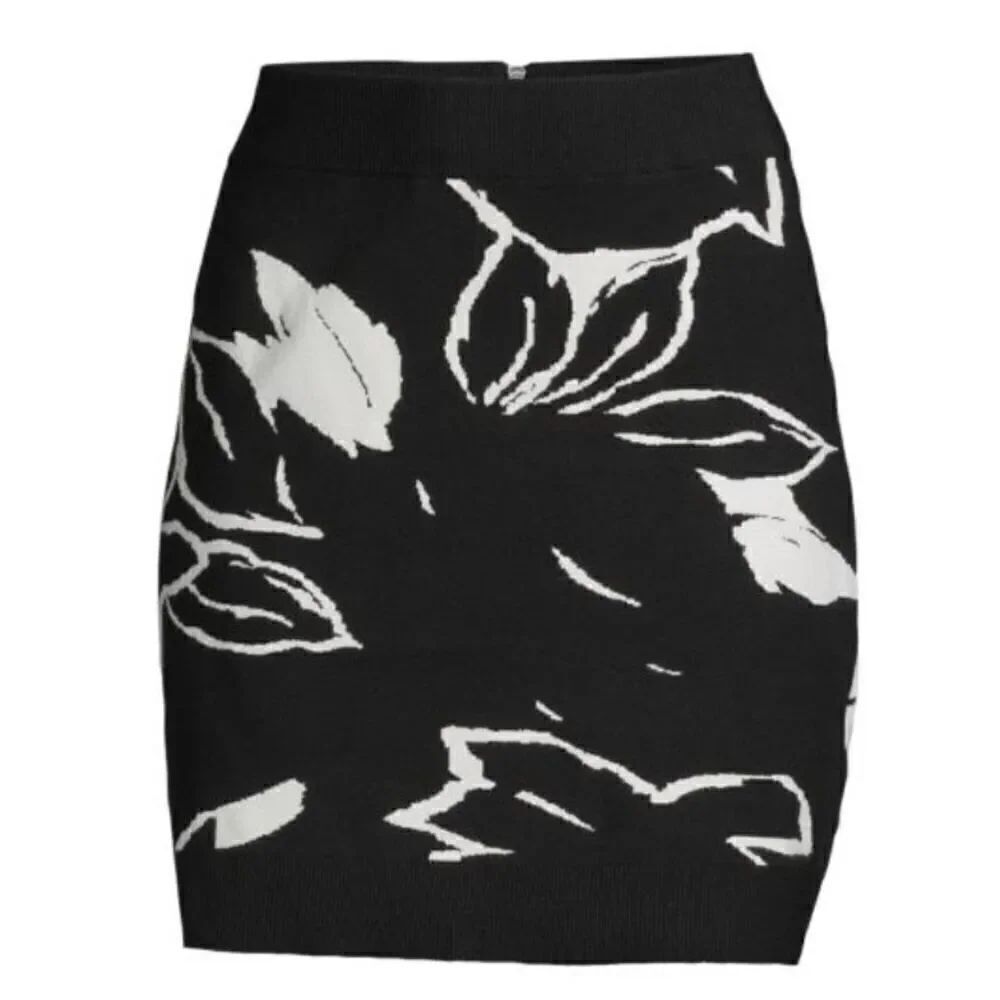 TED BAKER Rrosiie Knit Pencil Skirt in Black & White New With Tags Size 5/ US 12